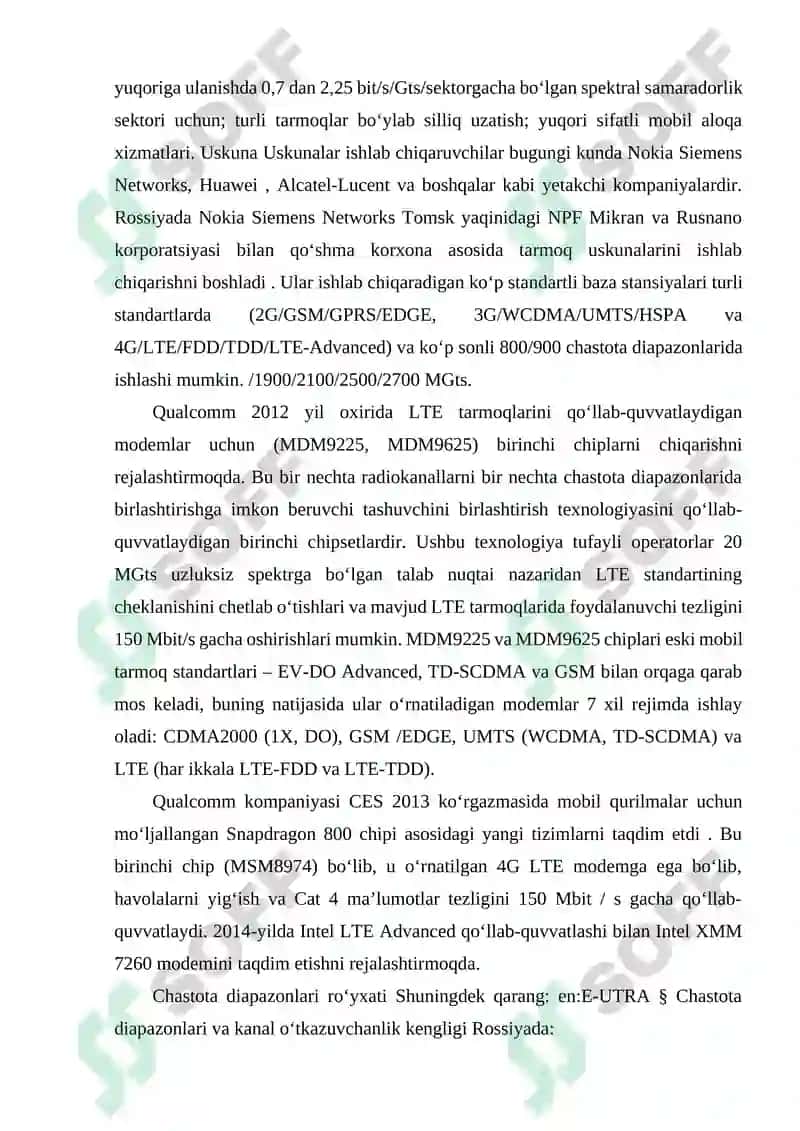 MOBIL TARMOQLAR: 3G, 4G (WIMAX VA LTE) VA 5G TEXNOLOGIYALARI. 7