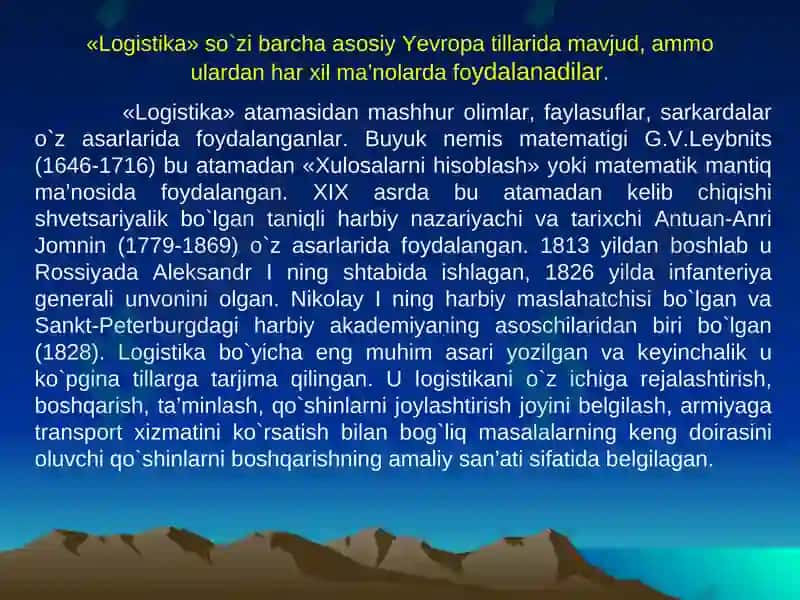 Lоgistikaning Rivоjlanish Tariхi 7