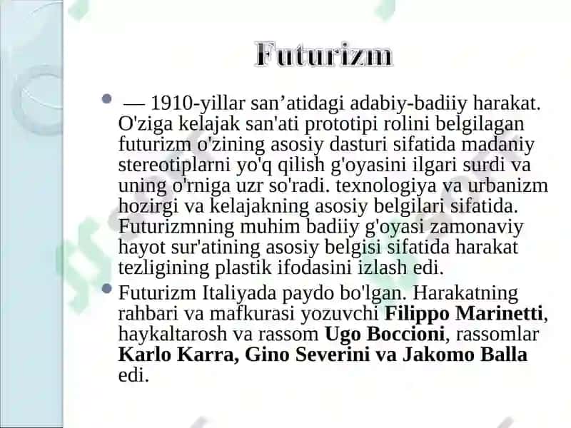 20-asr tasviriy sanʼatining asosiy yoʻnalishlari 7