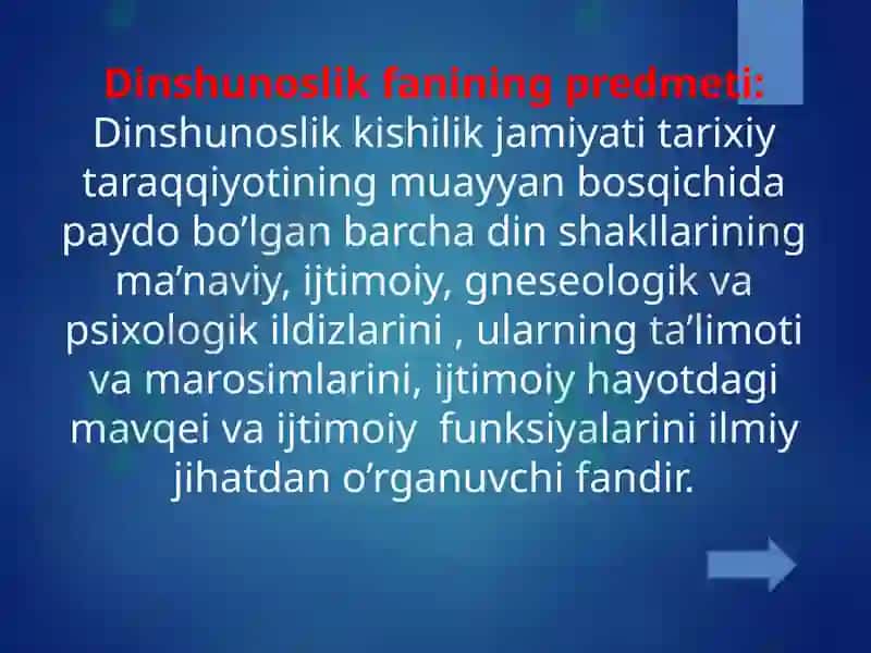 Dinshunoslik faniga kirish 7