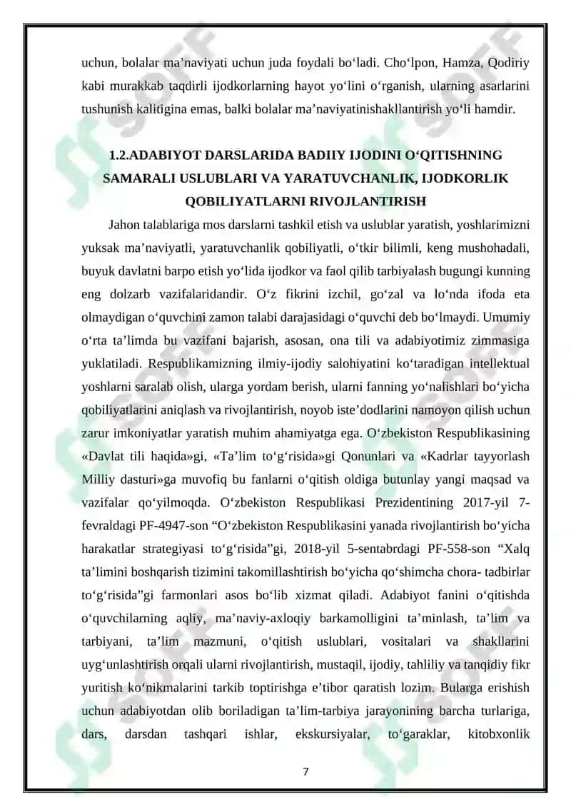 ADABIYOT DASRLARIDA BADIIY IJODKORLIKNI RIVOJLANTIRISH 7
