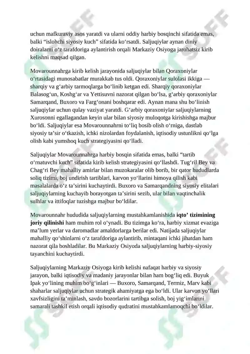 Saljuqiylar davrida Markaziy Osiyo siyosati. 7
