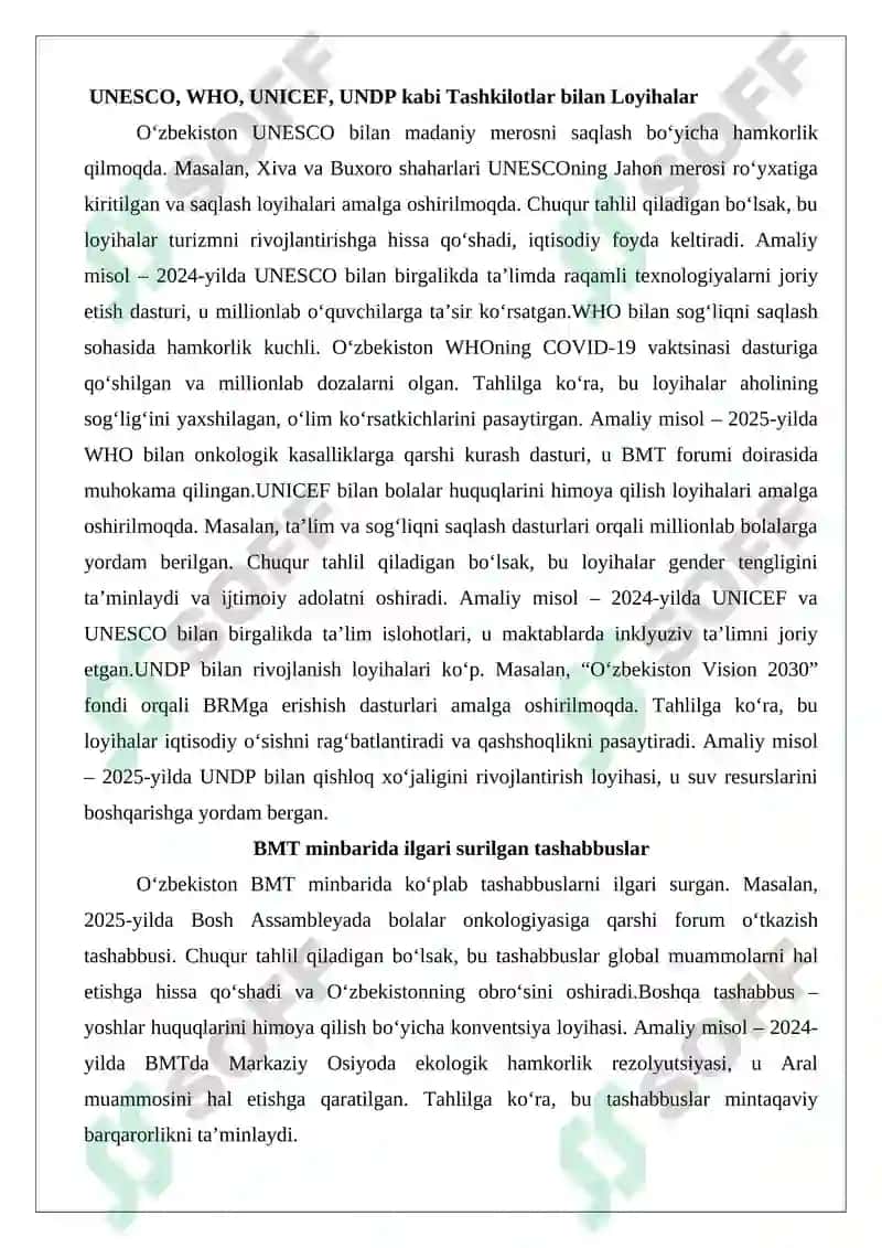 Xalqaro Tashkilotlar bilan Hamkorlik 7