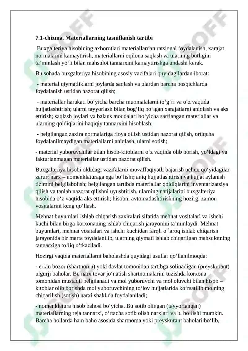 Materiallarni hisobga olish 7