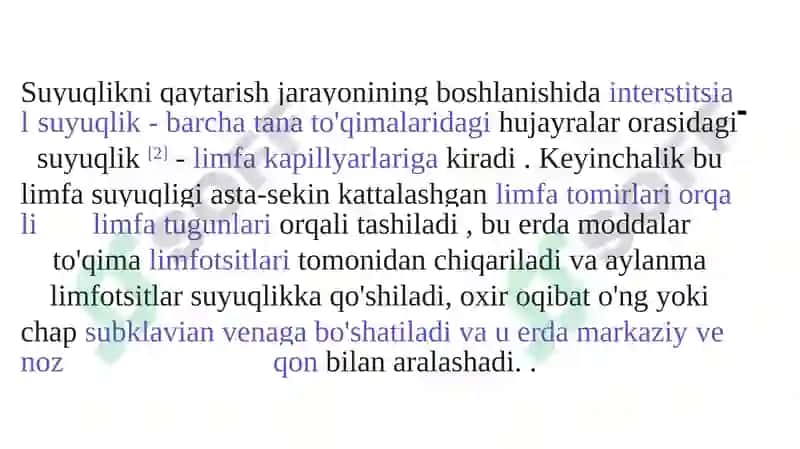 Limfaning hosil bo'lishi, tarkibi va vazifalari 7