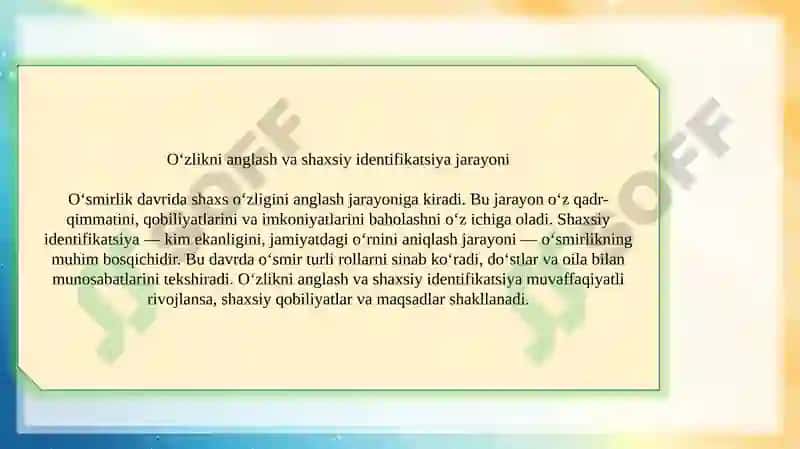 O‘smirlik davrida psixik rivojlanish turlari 7