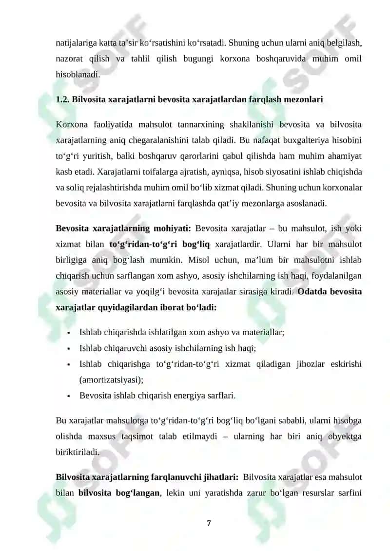 Bilvosita xarajatlar hisobi 7