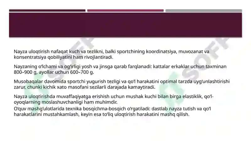 Nayza uloqtirish texnikasi 7
