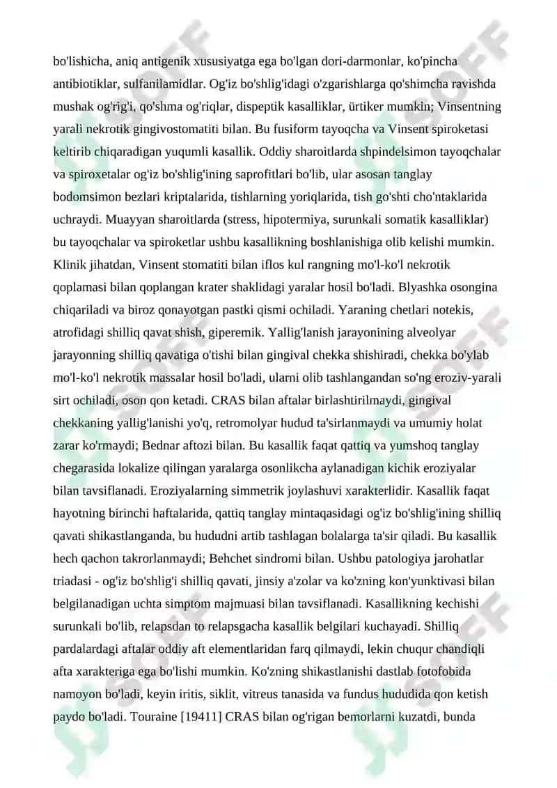 Surunkali qaytalanuvchi aftozli stomatit 7