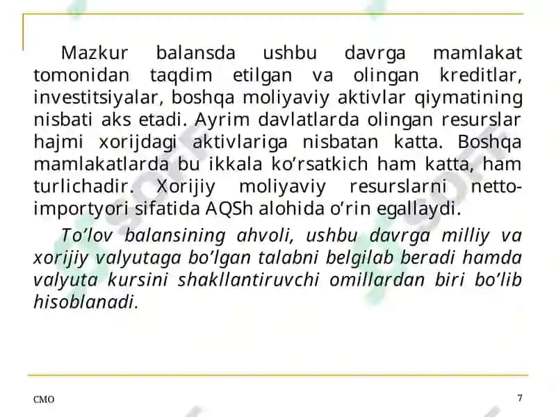 To‘lov va hisob-kitob balansi 7