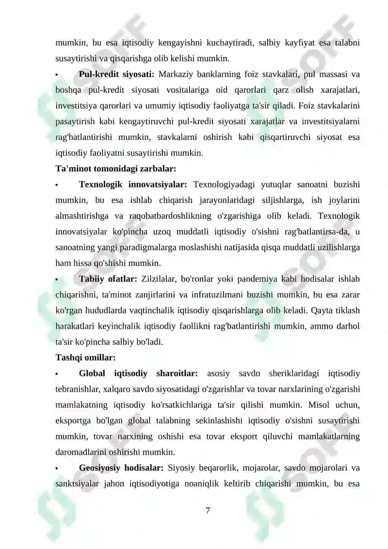 IQTISODIY TEBRANISHLAR. ISHSIZLIK 7