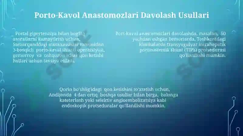 Kava-Kavol, Porto-Kavol Anastomozlar 7