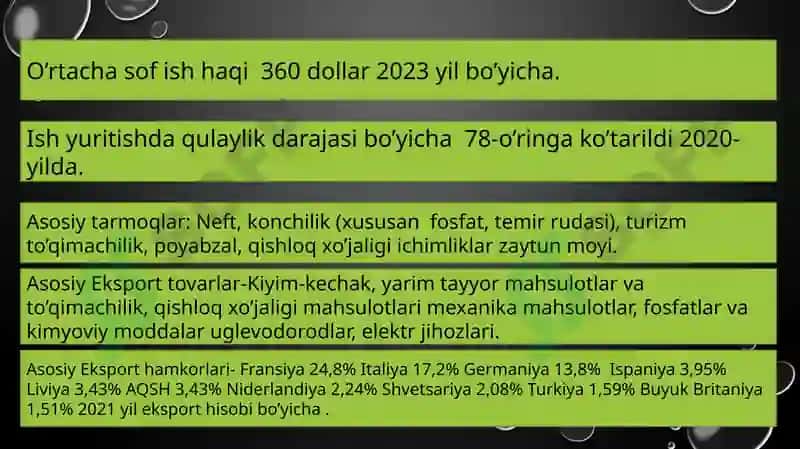 TUNIS mamlakati bojxona  siyosati tahlili 7