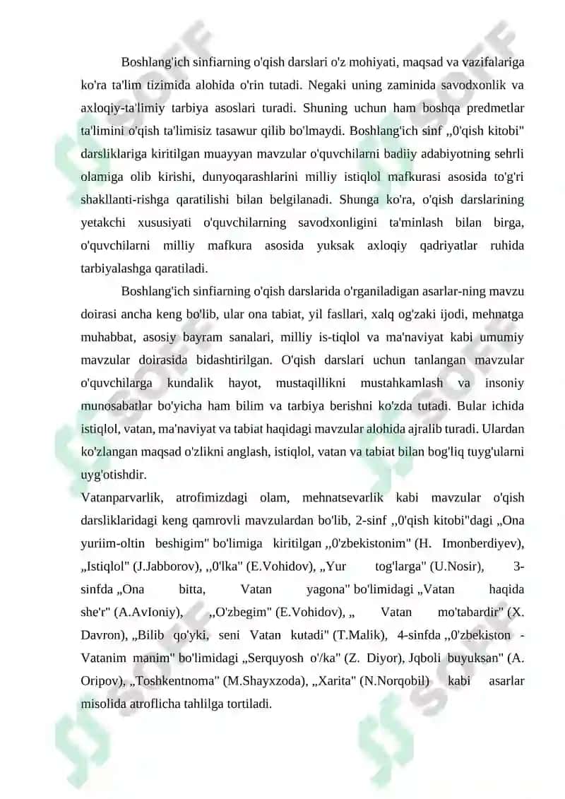 Sinfdan tashqari o‘qish mеtodikasi KURS ISHI 7