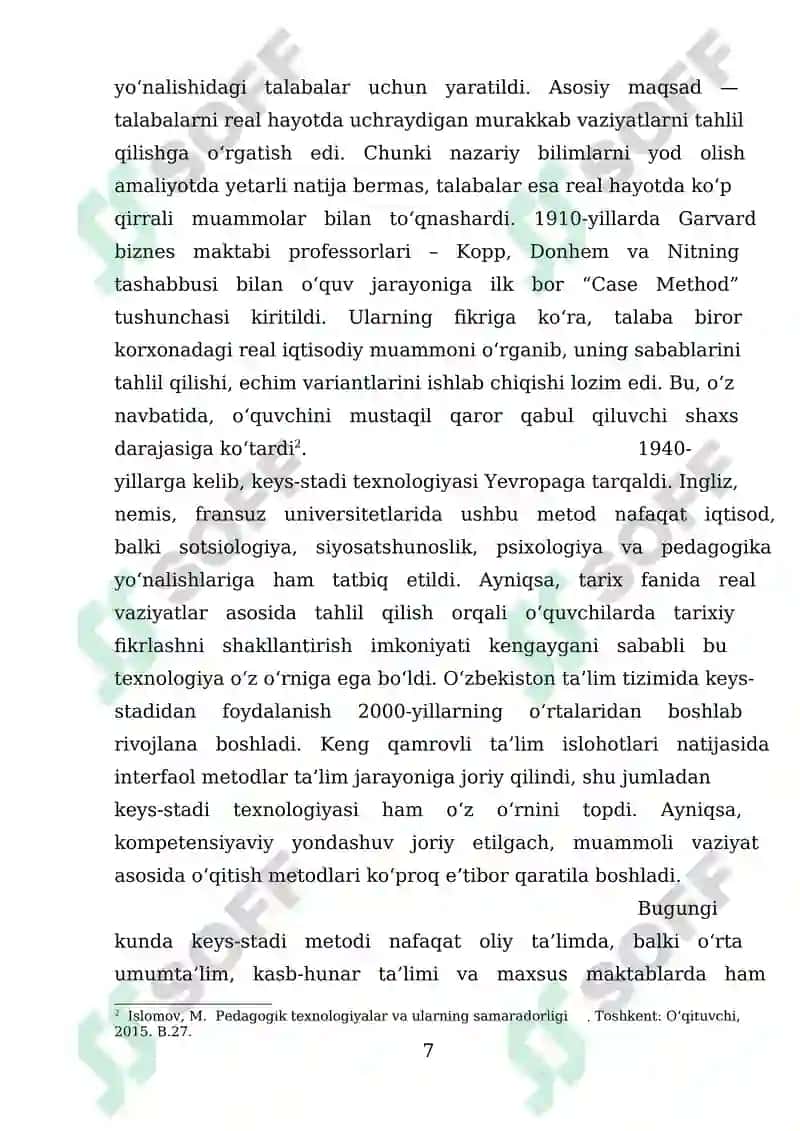 Tarix ta'limida keys-stadi texnologiyasi 7