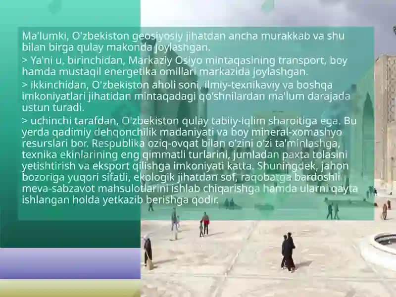 Oʻzbekistonning Mustaqil Davlatlar Hamdo'stligi Daği O`rni 7