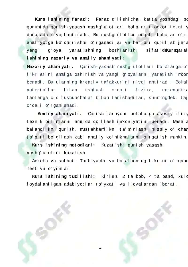 TURLI YOSH GURUHLARIDA QURISH YASASHGA O‘RGATISH METODIKASI 7