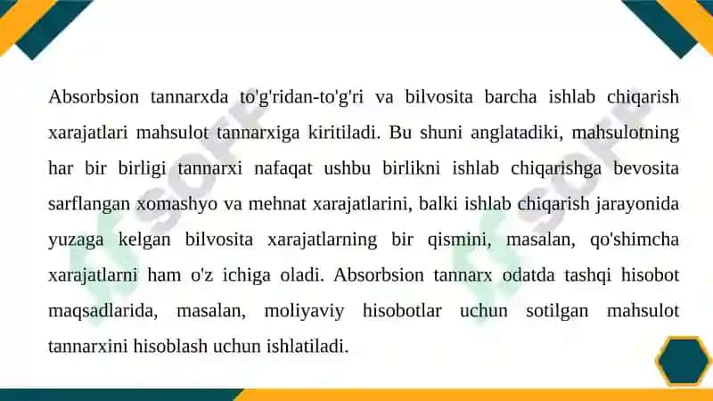 ABSORBSION VA MARJINAL XARAJATLAR 7