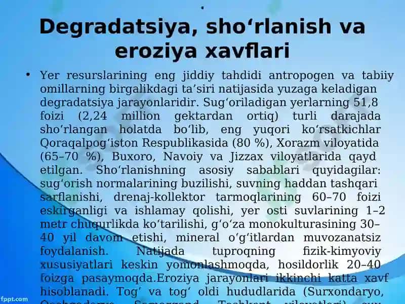 Yer va Suvlarni Muhofaza Qilish Talablari 7