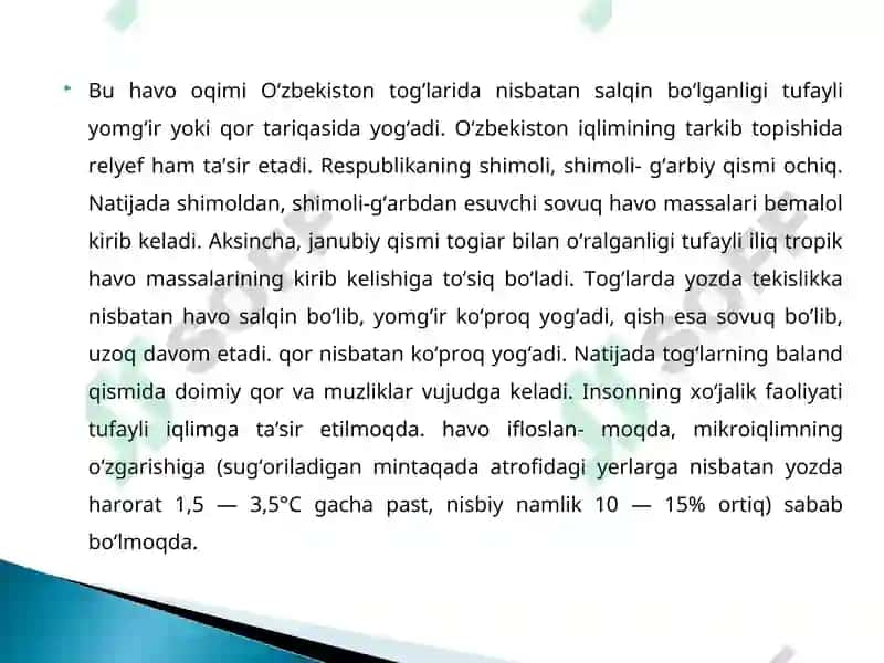 O`ZBEKISTON IQLIMI YIL FASILLARI 7