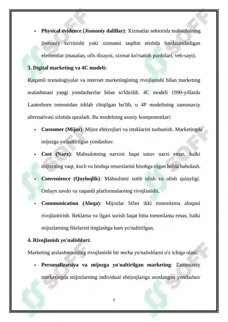 Marketing aralashmasini tahlil qilish 7