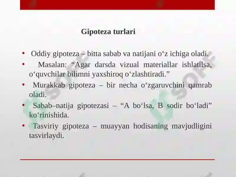 Gipotezanishakllantirish vositalari 7