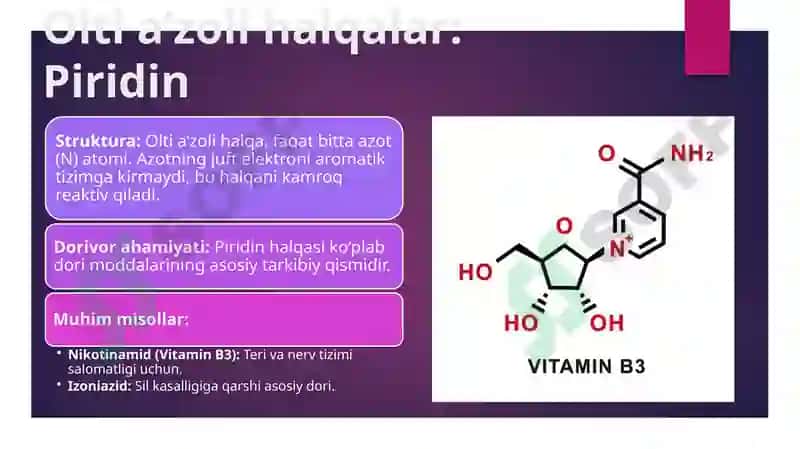 Dorivor preparatlar tarkibidagi besh va olti a’zoli aromatic birikmalar 7
