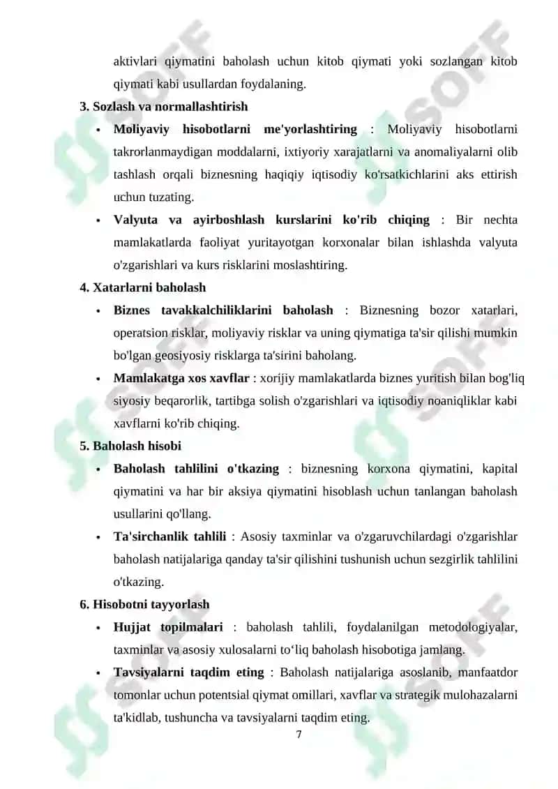 MULK QIYMATINI BAHOLASH YONDOSHUVLARI VA USULLARI TIZIMI 7