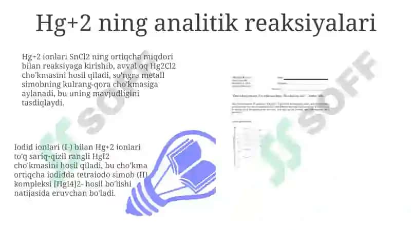 Mn+2 va Hg+2 kationlarini sistematik tahlil qilish sxemasi 7