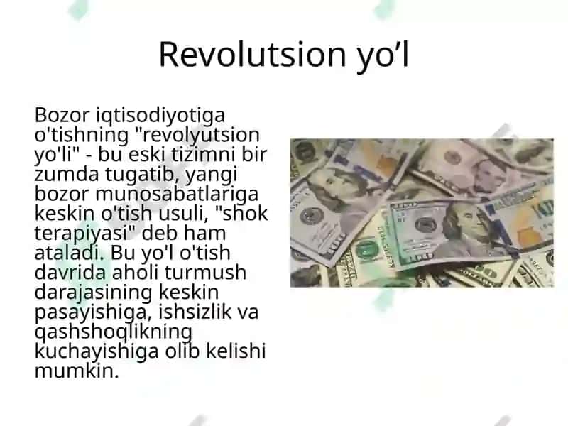 Bozor iqtisodiyotiga  o’tish davri 7