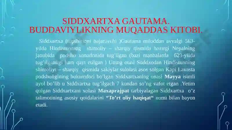 Buddizm dini tarixi va asosiy g'oyalari 7