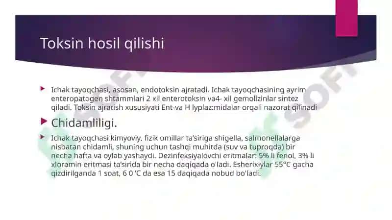 Ichak infeksiyalari qo`zg`atuvchilari: Esherixioz qo`zg`atuvchisi 7