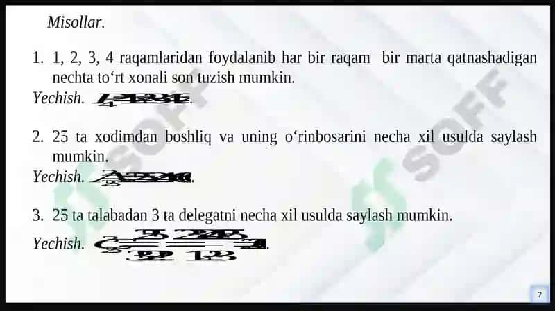 EHTIMOLLAR NAZARIYASI BA MATEMATIK STATISTIKA 7