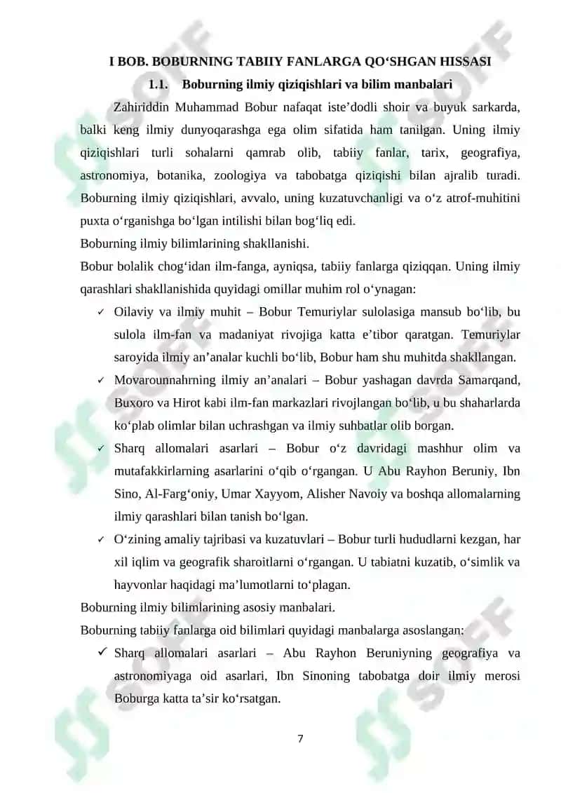 ZAHIRIDDIN MUHAMMAD BOBUR TABIIY FANLAR QO‘WGAN HISSASI 7