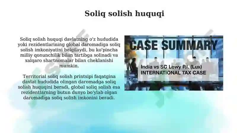Xalqaro soliq solish tushunchasi, ahamiyati va maqsadi 7