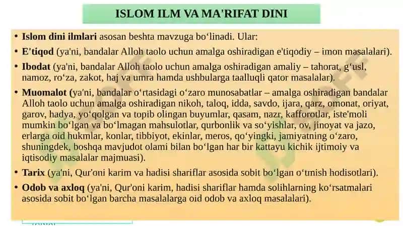 Islom qadriyatlari va ma’rifati 7