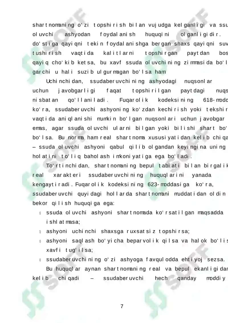 Tekin foydalanish shartnomasi 7