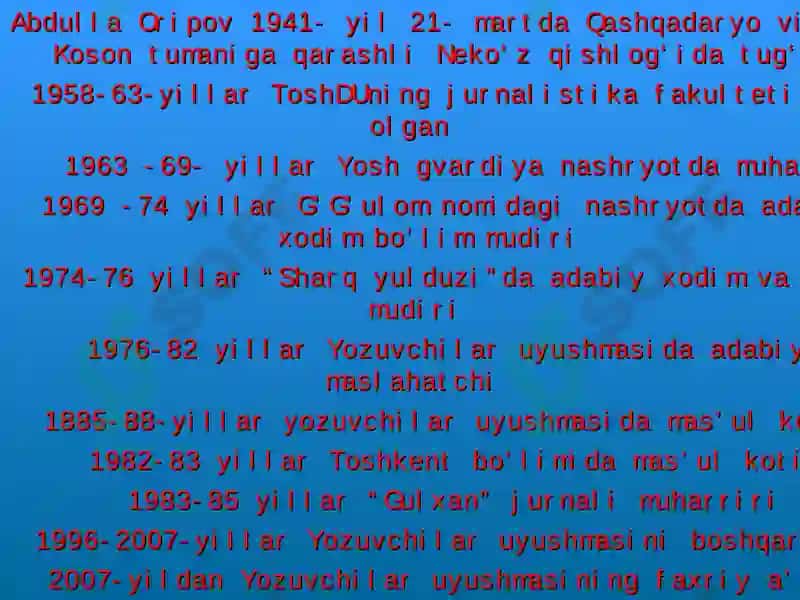 ABDULLA ORIPOVNING HAYOTI VA IJODI 7