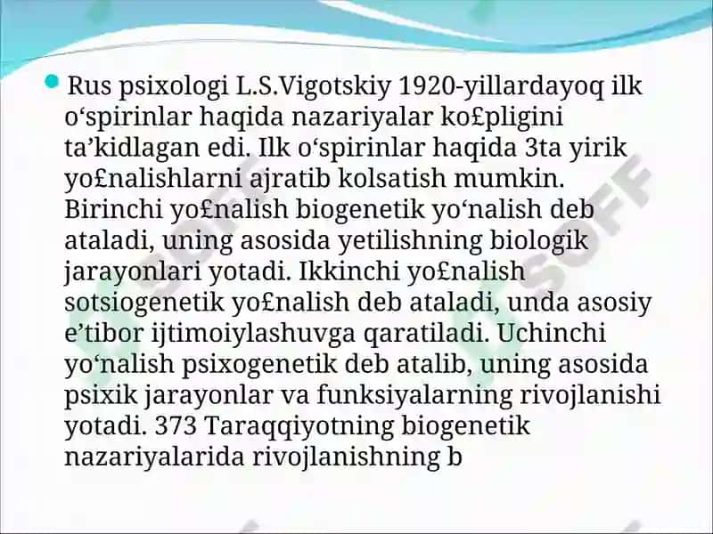 Ilk o’spirinlik davri psixologiyasi 7