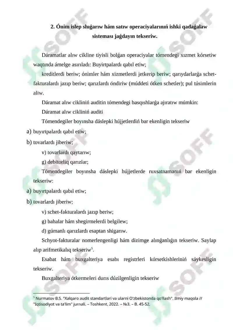 Kárxanada óndiris qárejetleri auditin ótkeriwdi rejelestiriw 7