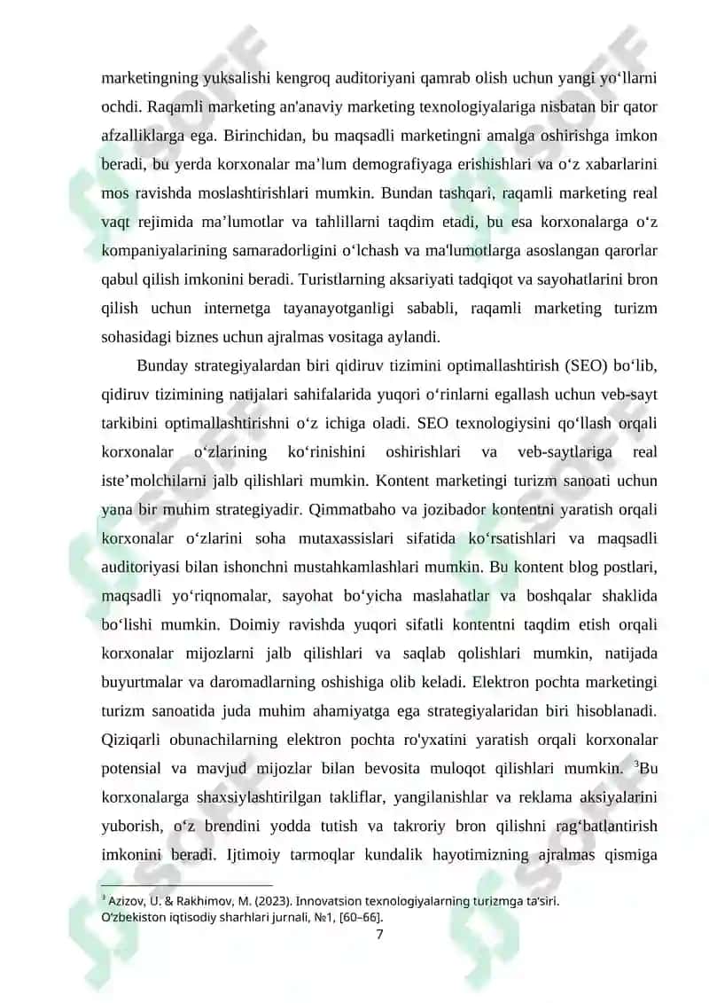 Turizm marketingida yangi texnalogiyalar: AR,VR va mobil ilovalar’’ 7