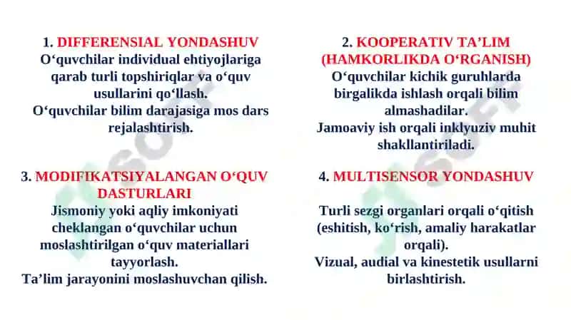 INKLYUZIV VA EHTIYOJLARGA ASOSLANGAN DIFFERENSIAL TA’LIMNING ZAMONAVIY YONDASHUVLARI. 7