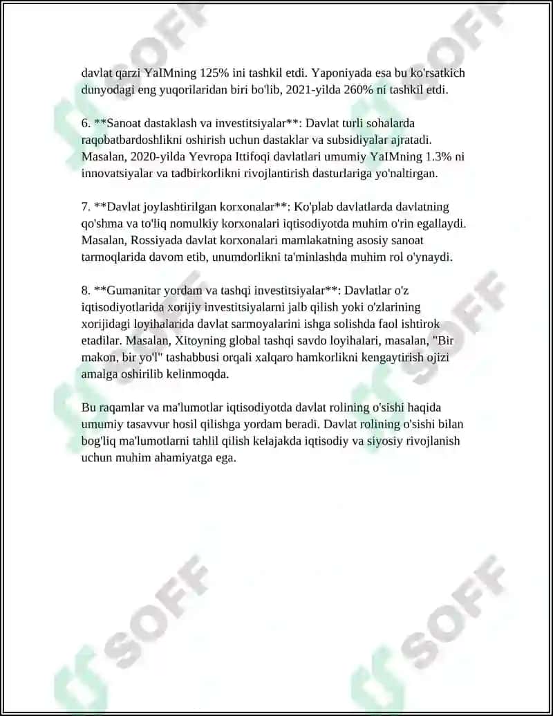 Davlatning iqtisodiyotga aralashuvining tarixi 7