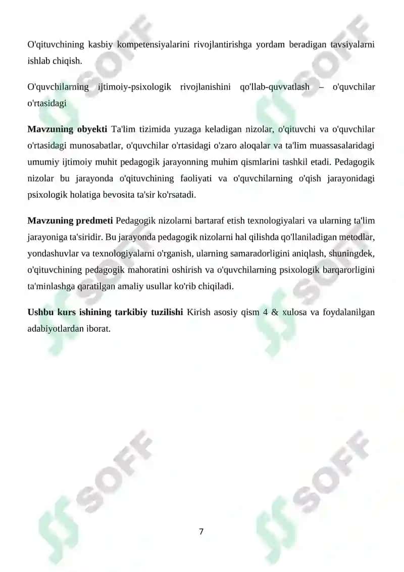 Pedagogik nizolar va ularni bartaraf etish texnologiyasi 7