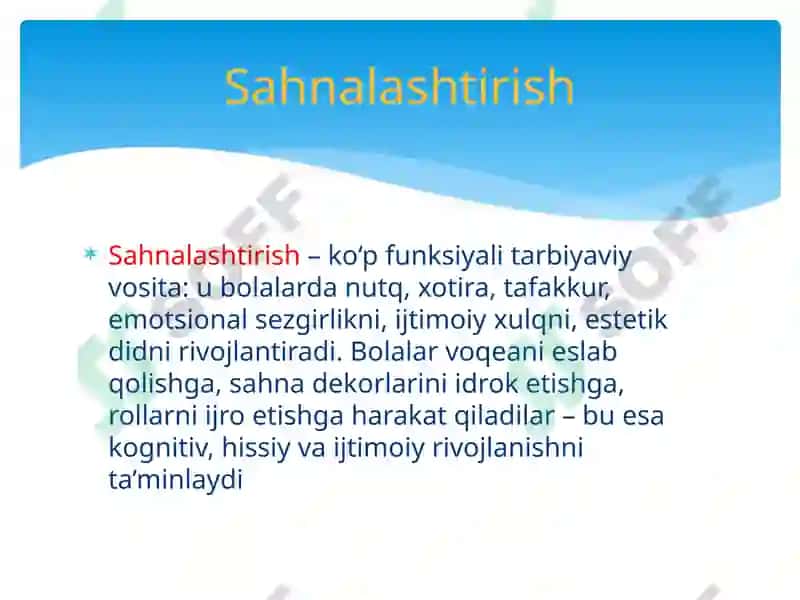 Sahnalashtirish faoliyati 7