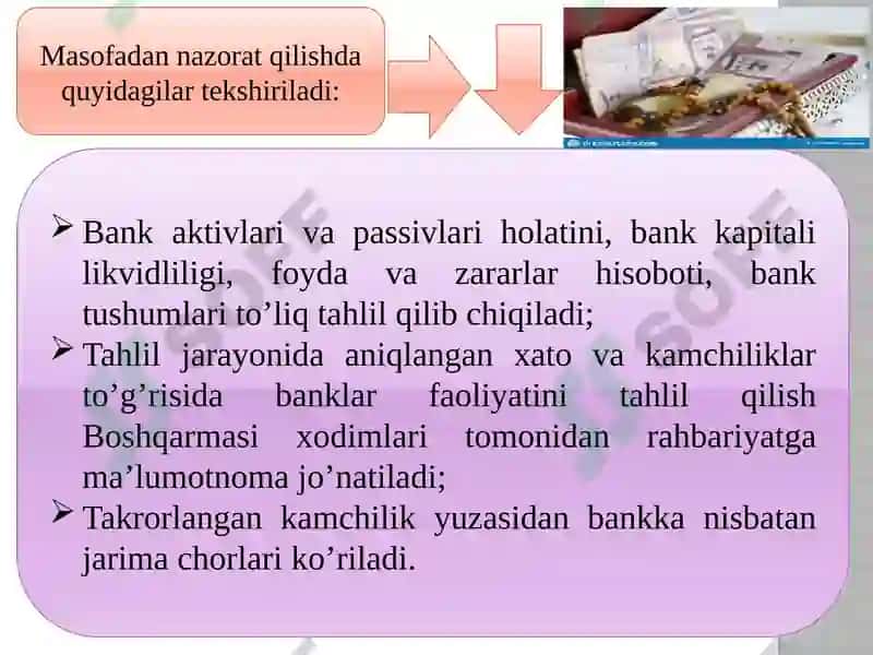 Banklar faoliyati nazorat qilish 7