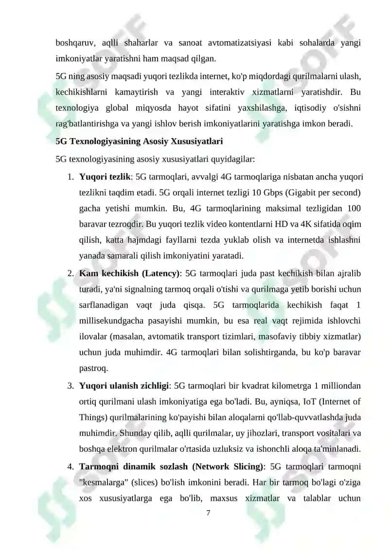 5 G harakatdagi aloqa sotali tarmoqlarining standartlari 7