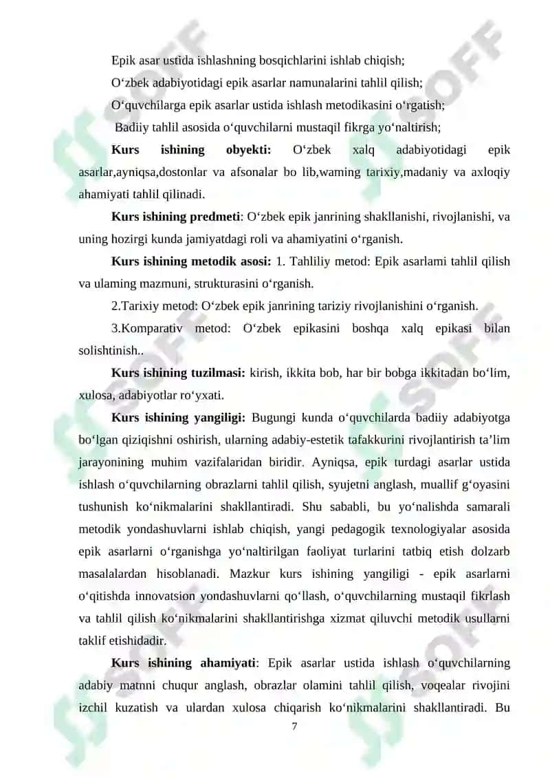 Epik Asarlar ustida ishlash 7
