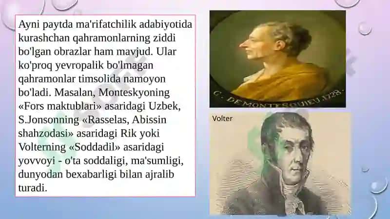 XVI – XVIIIasrlarda Yevropa ma’rifatchilik asri 7