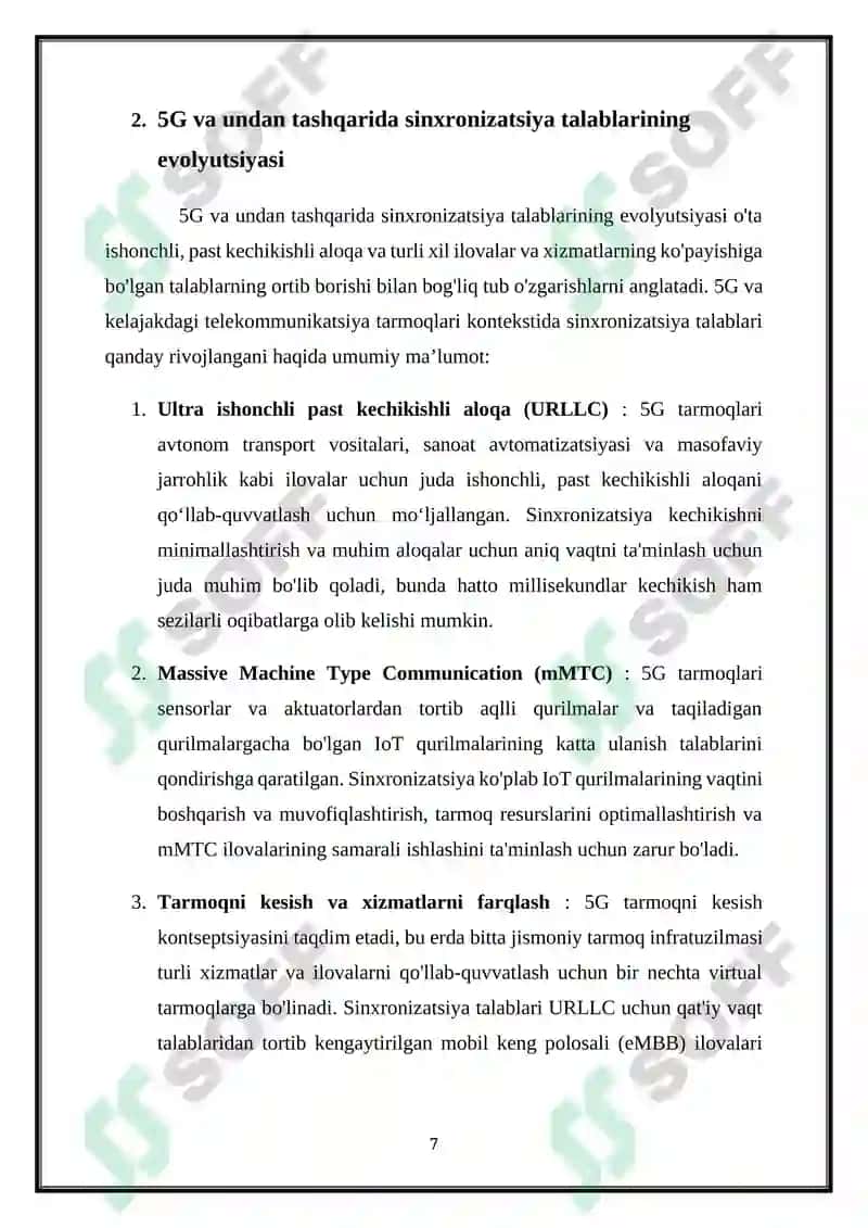 TELEKOMMUNIKATSIYA ALOQA TARMOQLARIDA SINXRONIZATSIYA 7